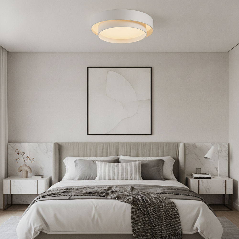 Modern Flush Mount Ceiling Light | LED Fixture with Concentric Rings Design