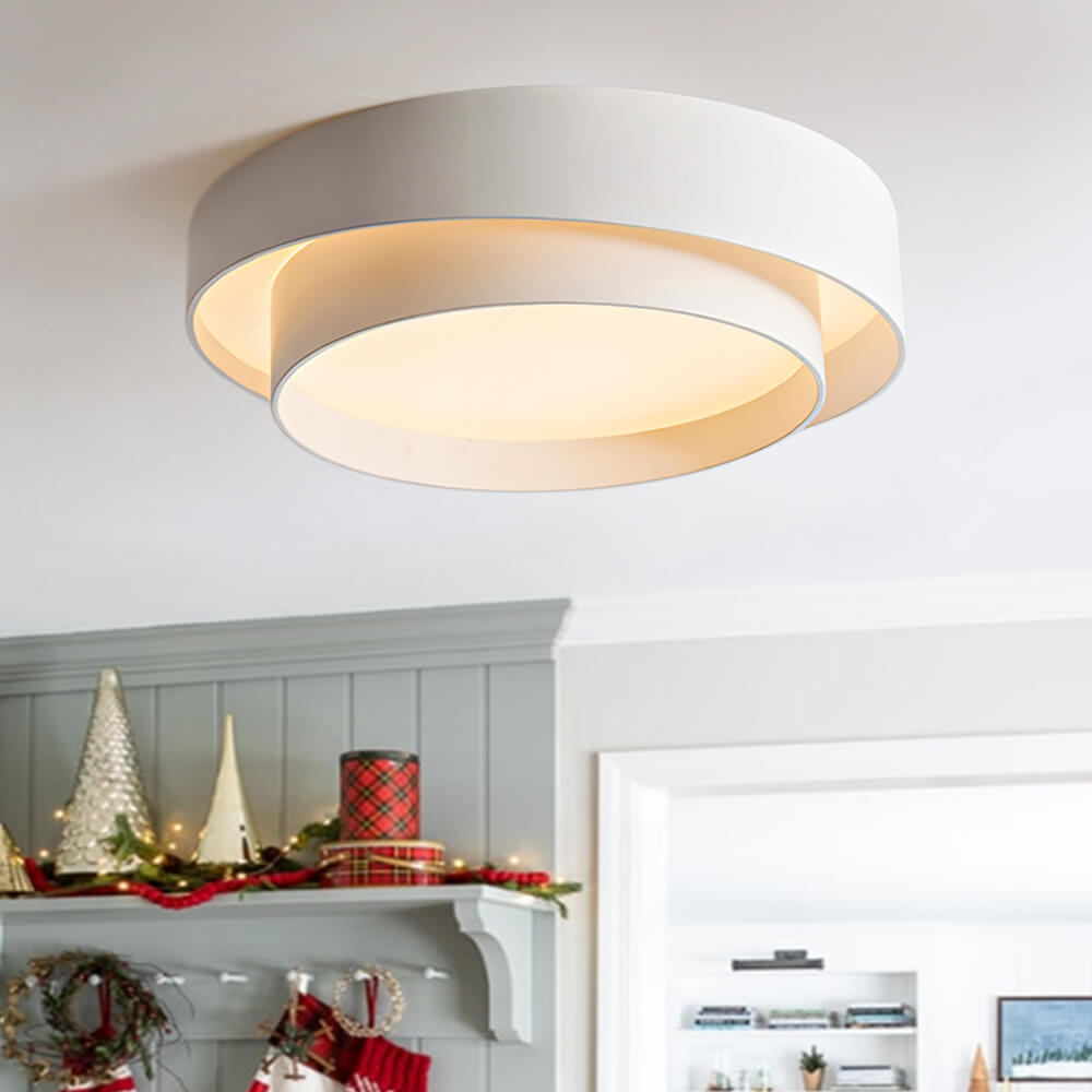 Modern Flush Mount Ceiling Light | LED Fixture with Concentric Rings Design