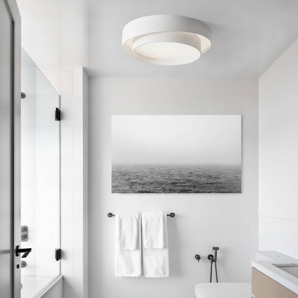 Modern Flush Mount Ceiling Light | LED Fixture with Concentric Rings Design