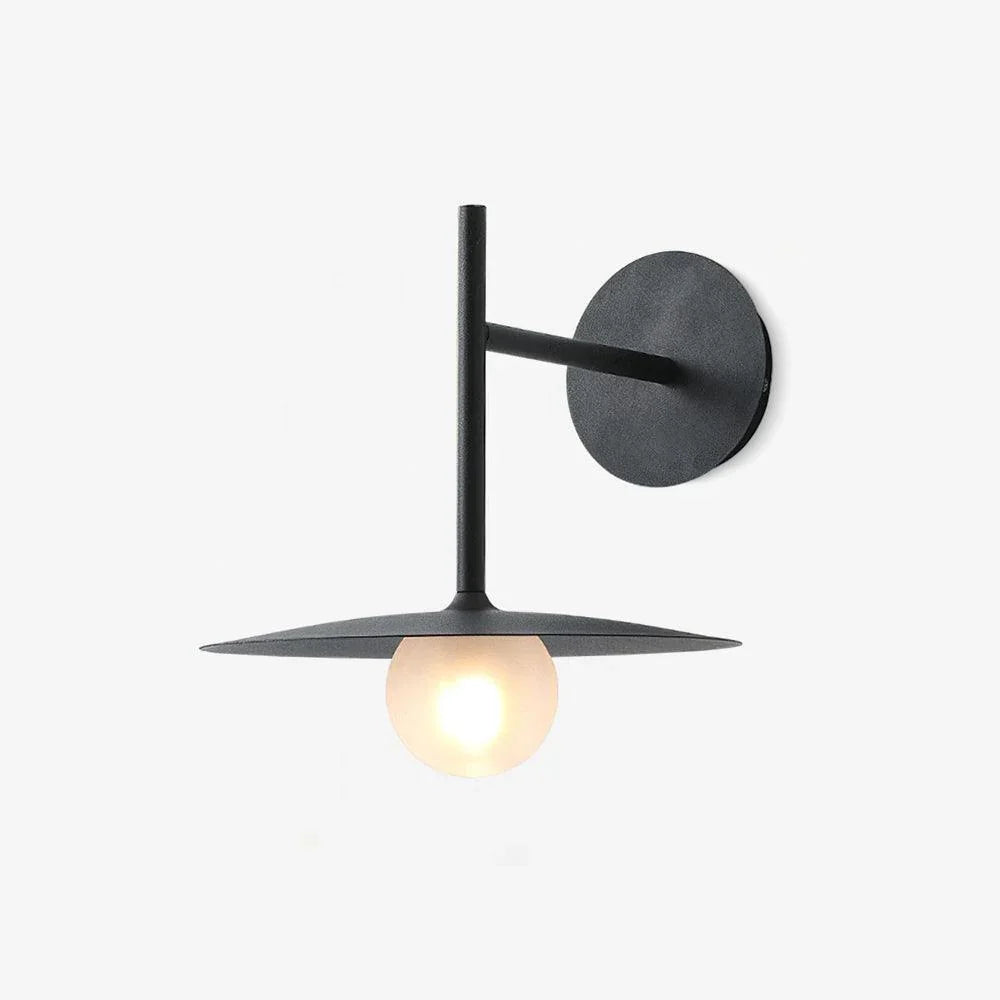 Modern Iron Frame Wall Sconce with Frosted Glass