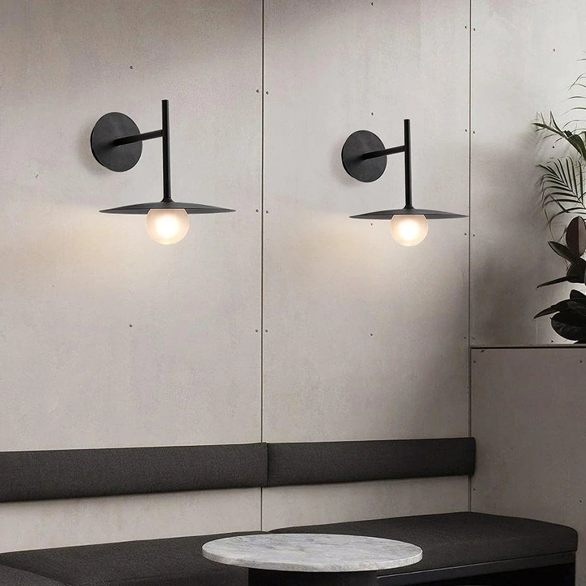 Modern Iron Frame Wall Sconce with Frosted Glass