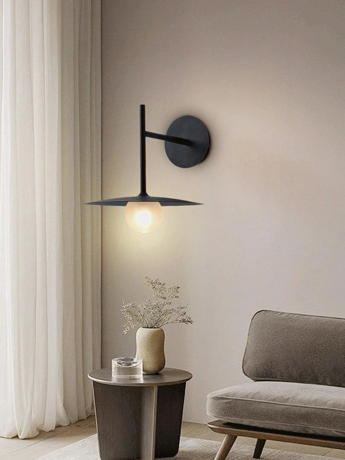 Modern Iron Frame Wall Sconce with Frosted Glass