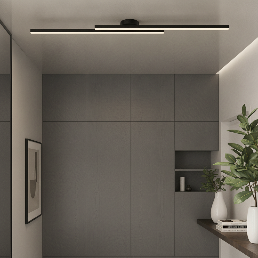 Modern LED Flush Ceiling Light | Adjustable Color Temperature & Chic Black Design
