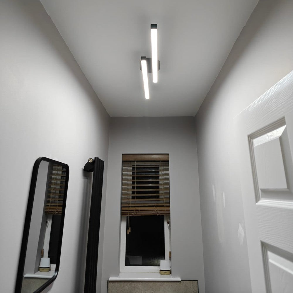 Modern LED Flush Ceiling Light | Adjustable Color Temperature & Chic Black Design