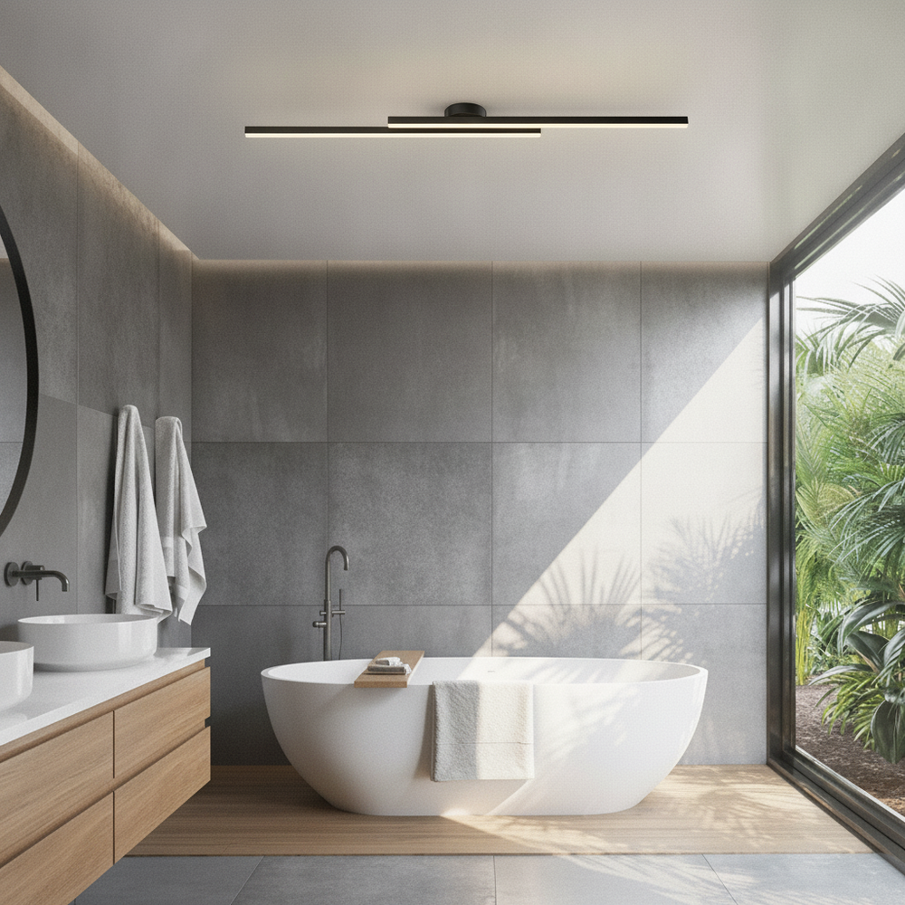 Modern LED Flush Ceiling Light | Adjustable Color Temperature & Chic Black Design