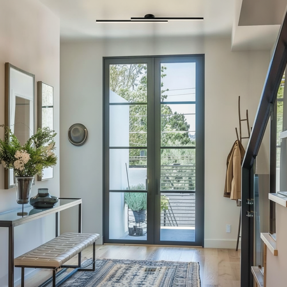 Modern LED Flush Ceiling Light | Adjustable Color Temperature & Chic Black Design
