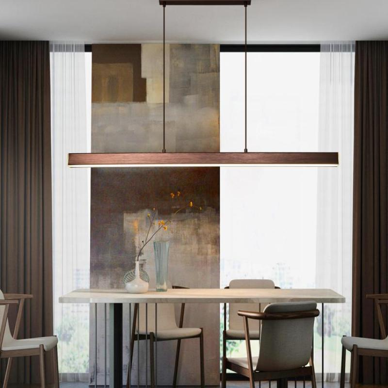 Modern Linear Pendant Light with Dimmable LED Bulbs