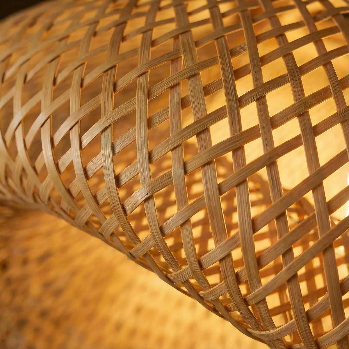 Natural Bamboo Pendant Light with Adjustable Height