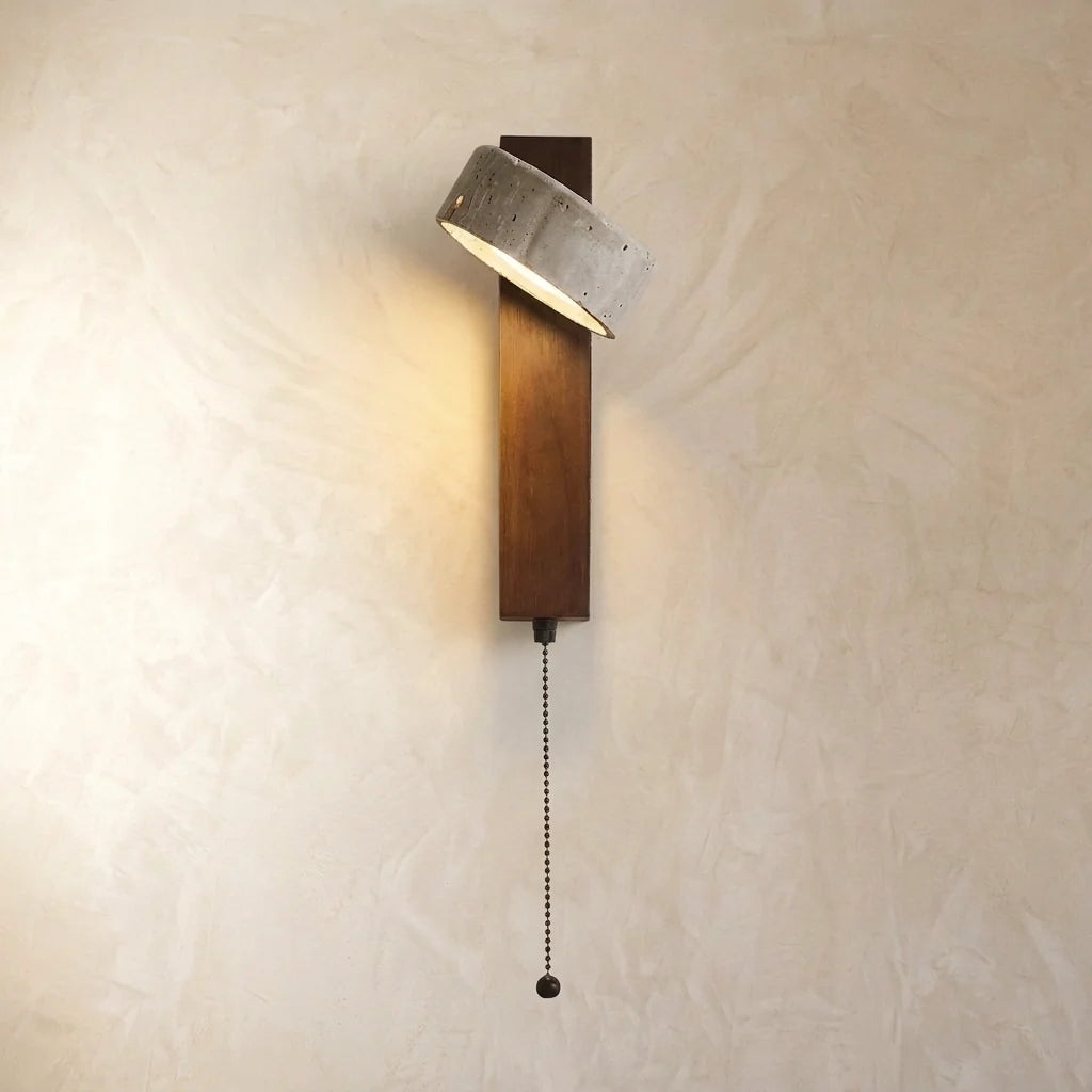Natural Stone Adjustable Wall Light with Wood Backplate