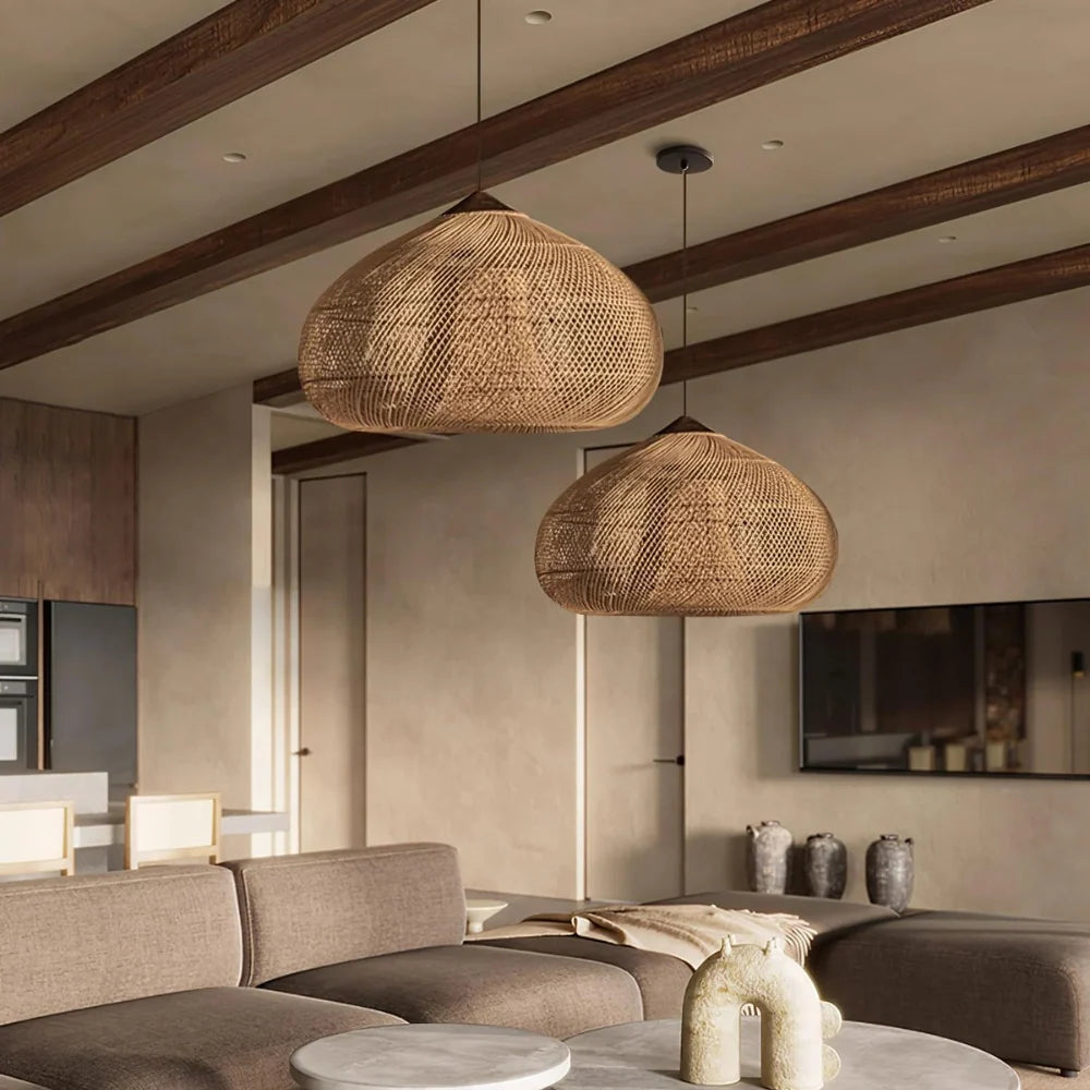 Natural Woven Rattan Pendant Light