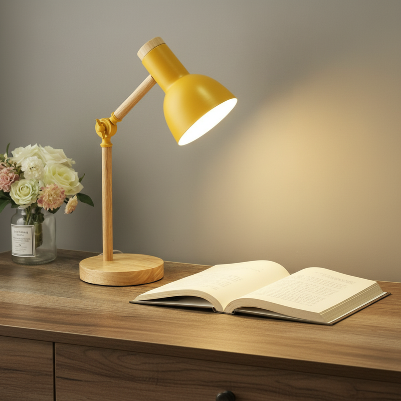 Nordic Wood Design | LED Desk Lamp with Adjustable Arm & Touch Control