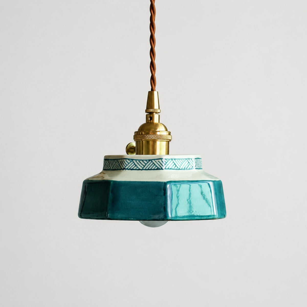 Octagonal Glazed Ceramic Pendant Light