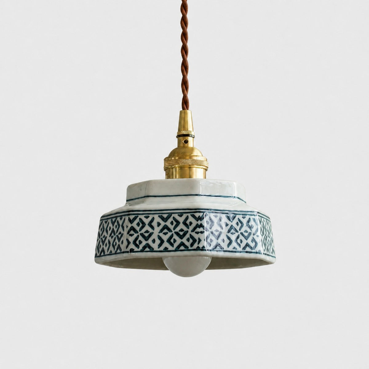 Octagonal Glazed Ceramic Pendant Light