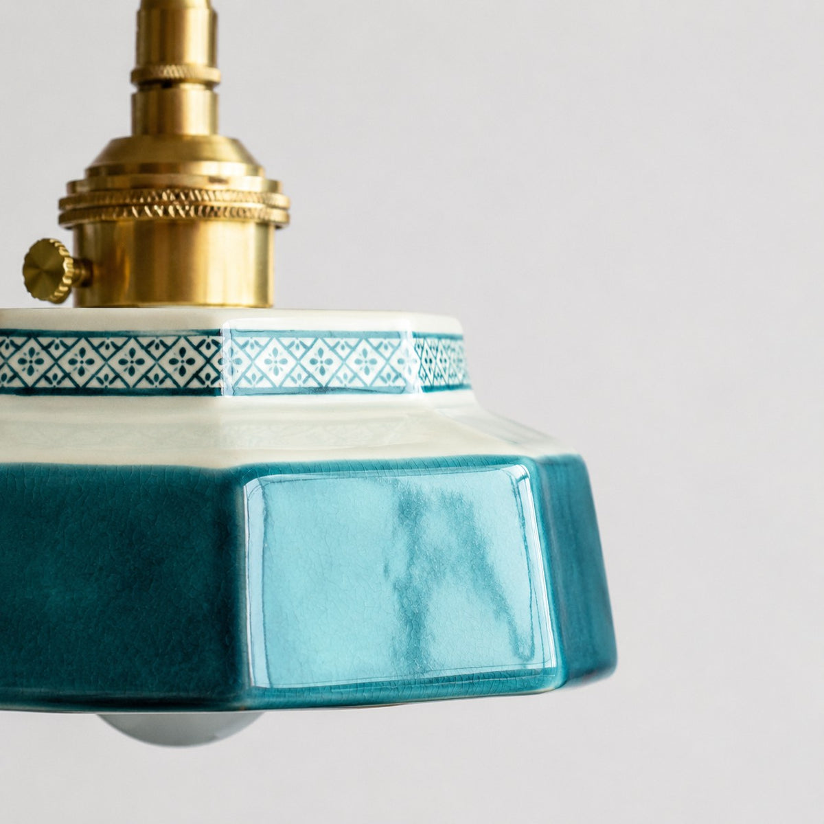 Octagonal Glazed Ceramic Pendant Light