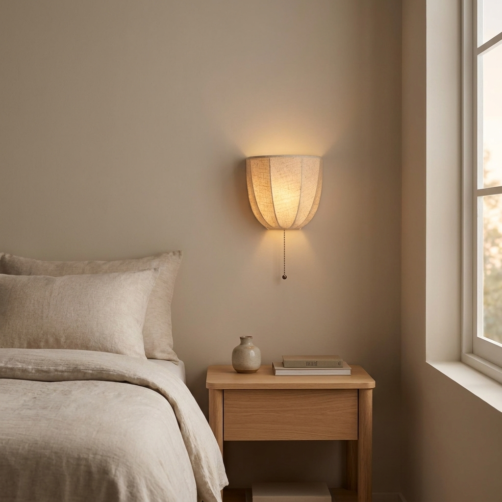 Panelled Linen Bowl Wall Sconce
