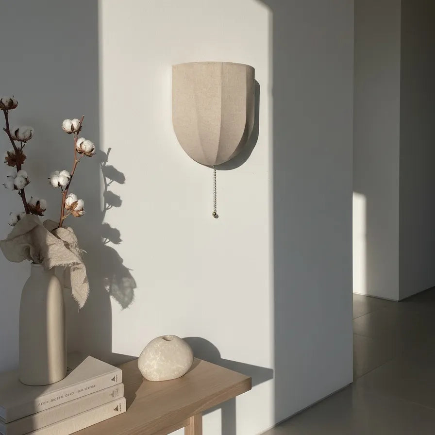 Panelled Linen Bowl Wall Sconce
