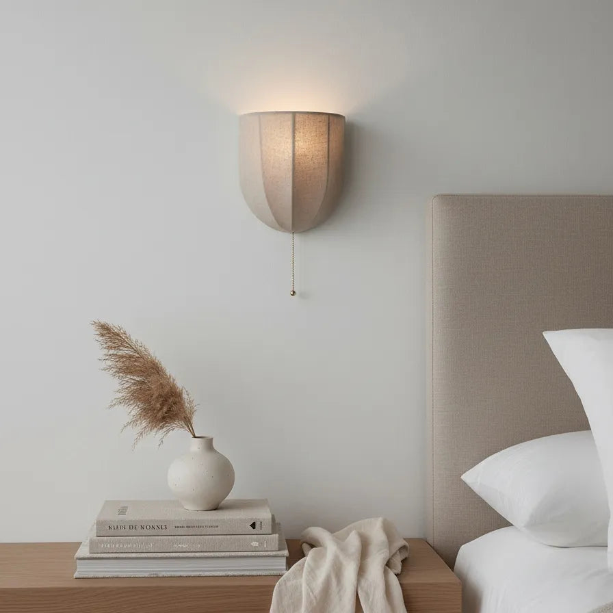 Panelled Linen Bowl Wall Sconce