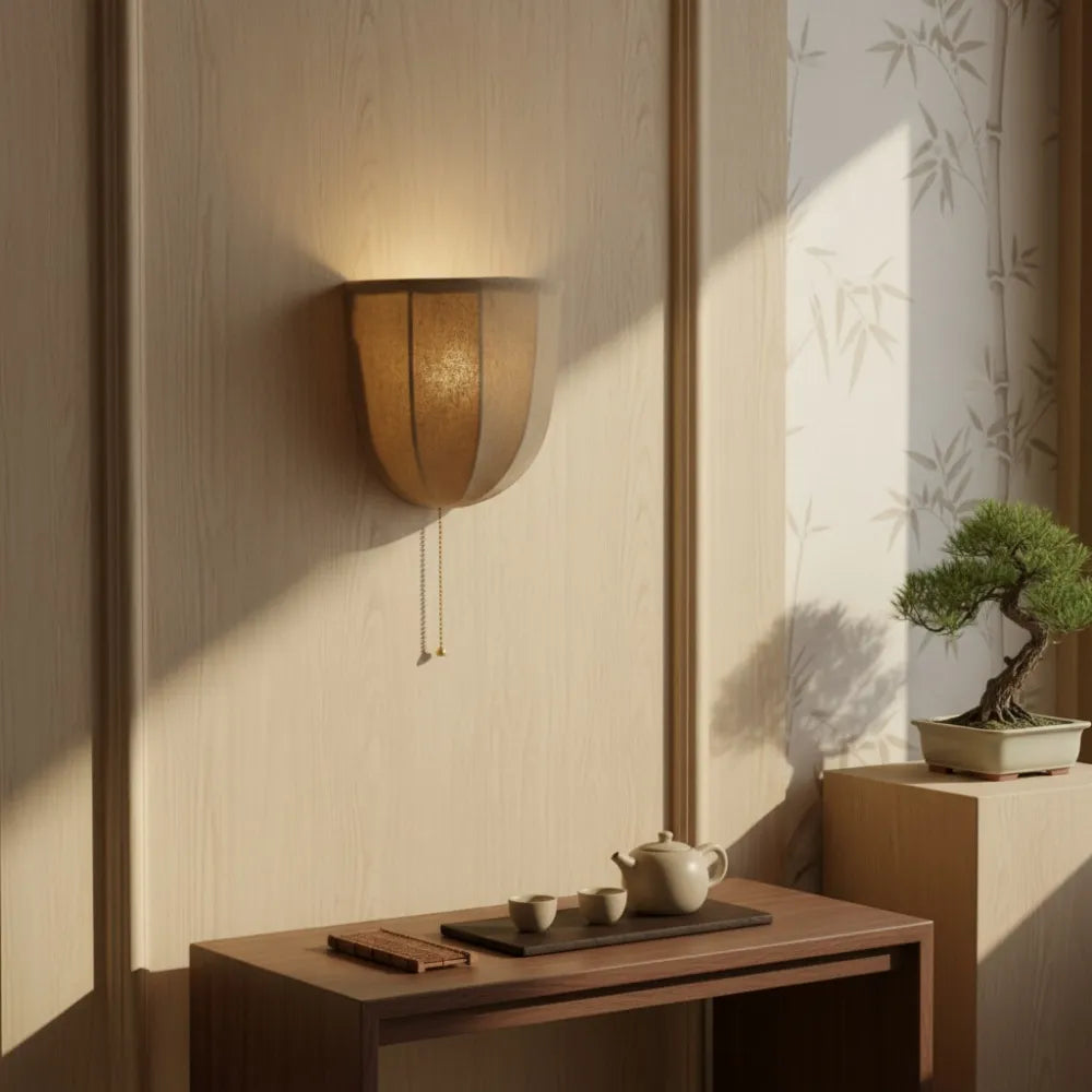Panelled Linen Bowl Wall Sconce