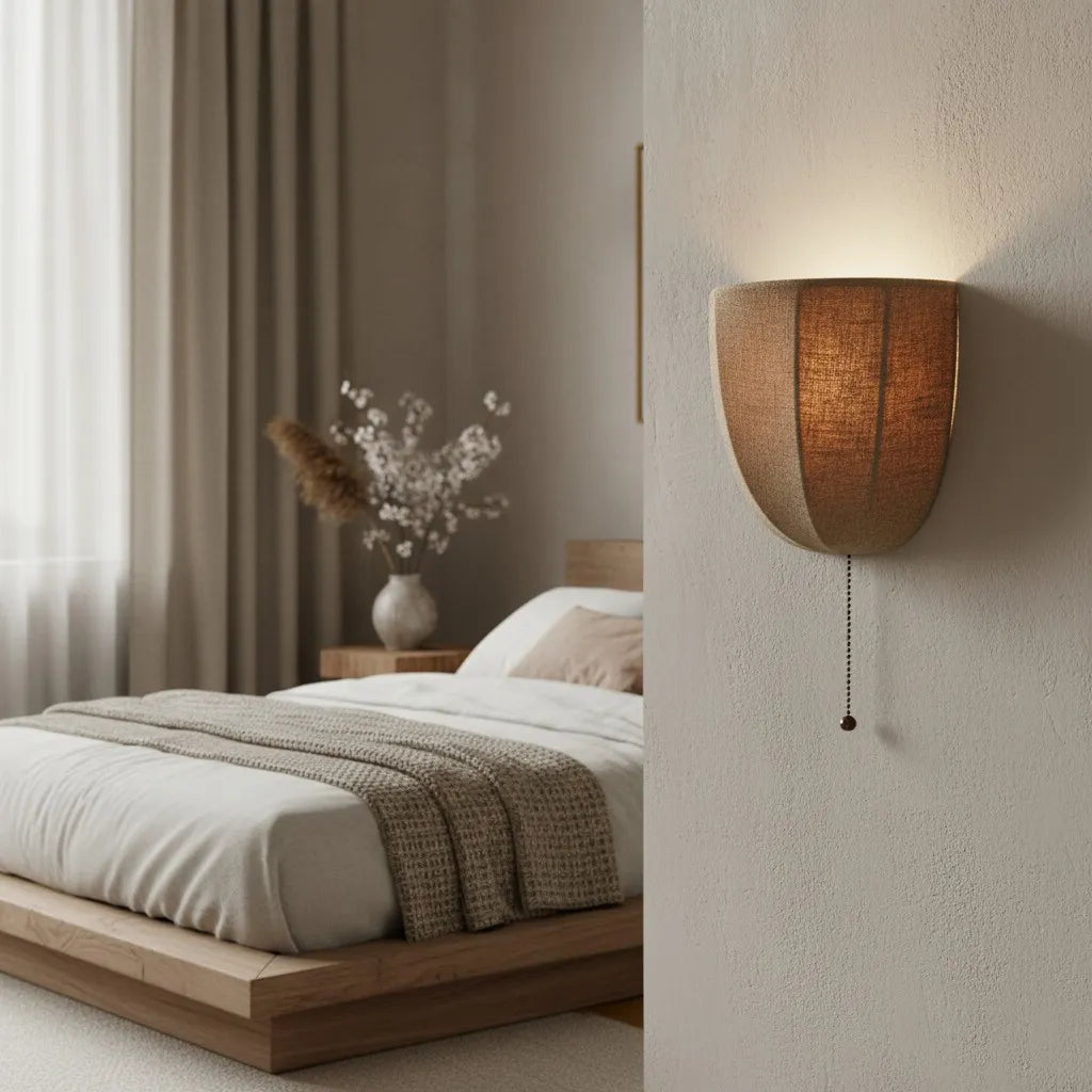 Panelled Linen Bowl Wall Sconce