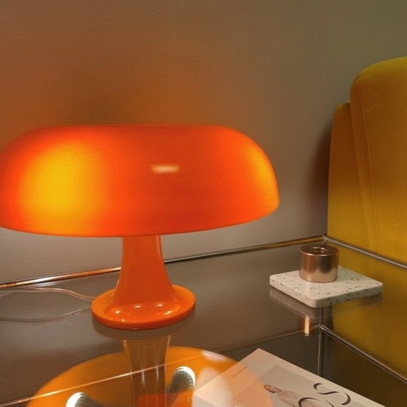 Scandinavian Mushroom Table Lamp with Opal Shade