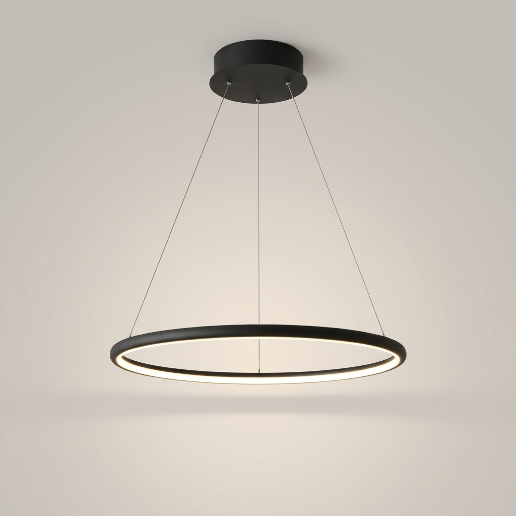 Sleek Black LED Pendant Light with Adjustable Height