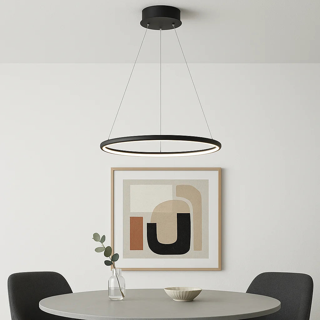 Sleek Black LED Pendant Light with Adjustable Height