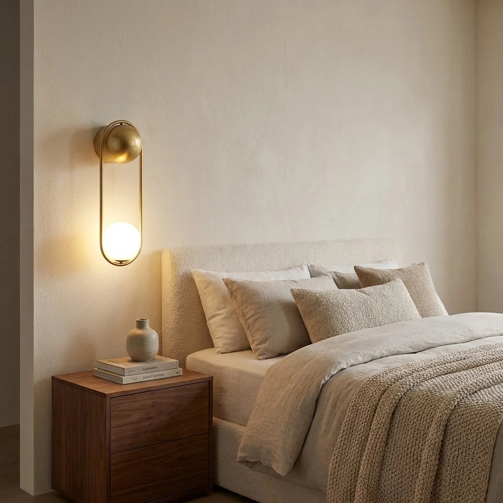 Sleek Brass Wall Sconce with Glass Shade