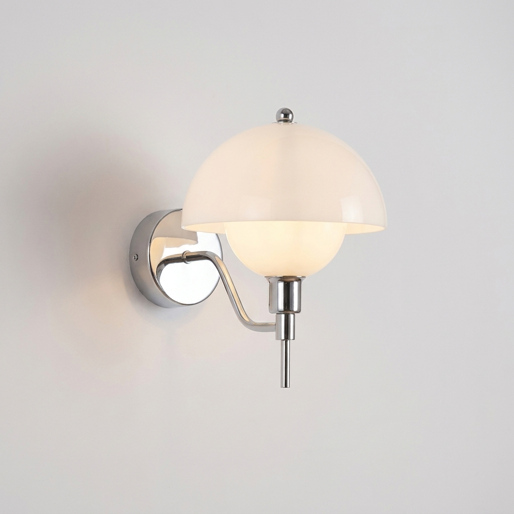 Sleek Chrome Wall Sconce with White Shade