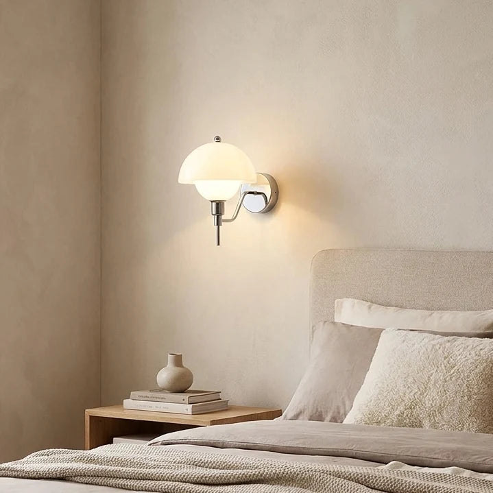 Sleek Chrome Wall Sconce with White Shade