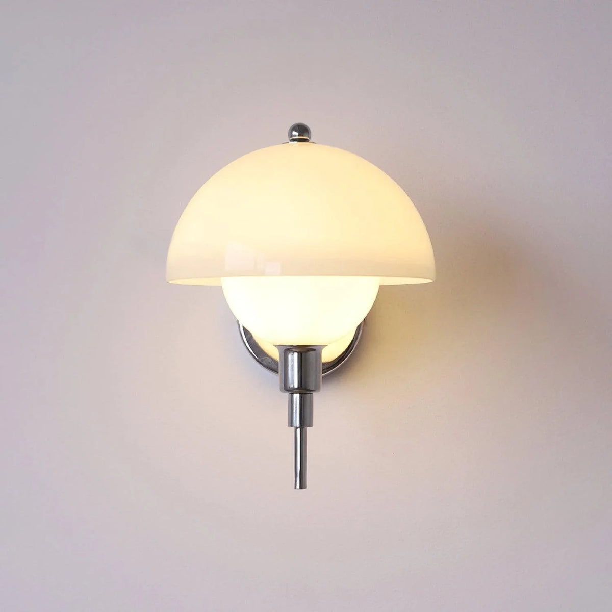 Sleek Chrome Wall Sconce with White Shade