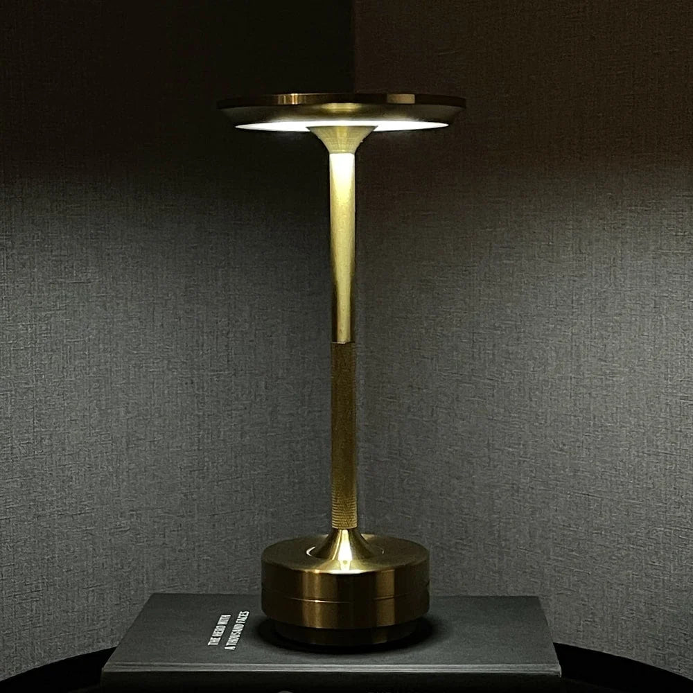 Sleek Metallic Cordless Table Lamp with Adjustable Glow