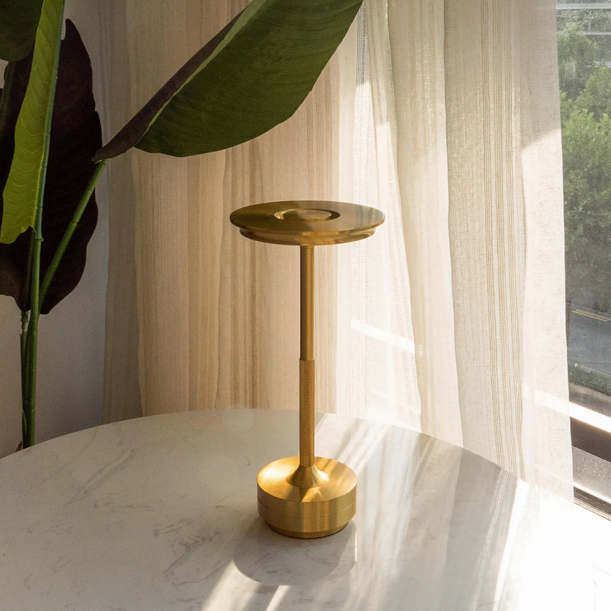 Sleek Metallic Cordless Table Lamp with Adjustable Glow