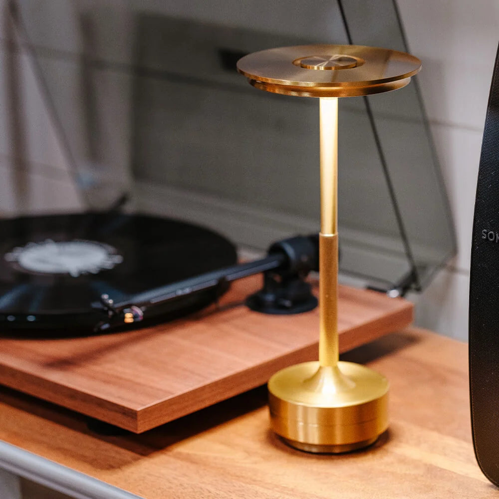 Sleek Metallic Cordless Table Lamp with Adjustable Glow