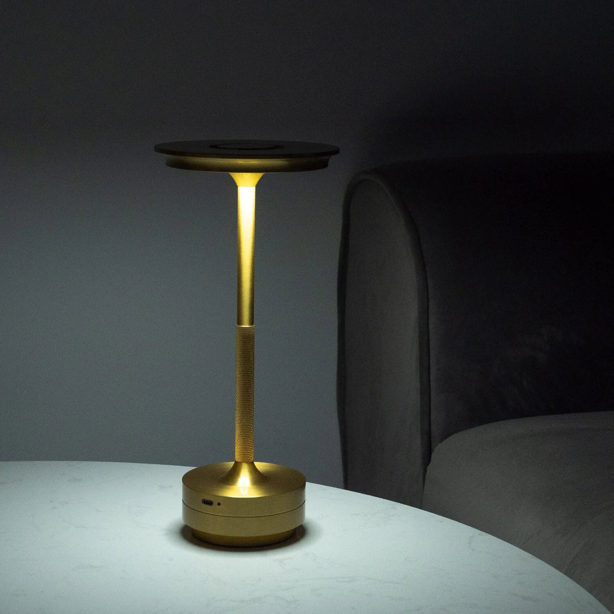 Sleek Metallic Cordless Table Lamp with Adjustable Glow