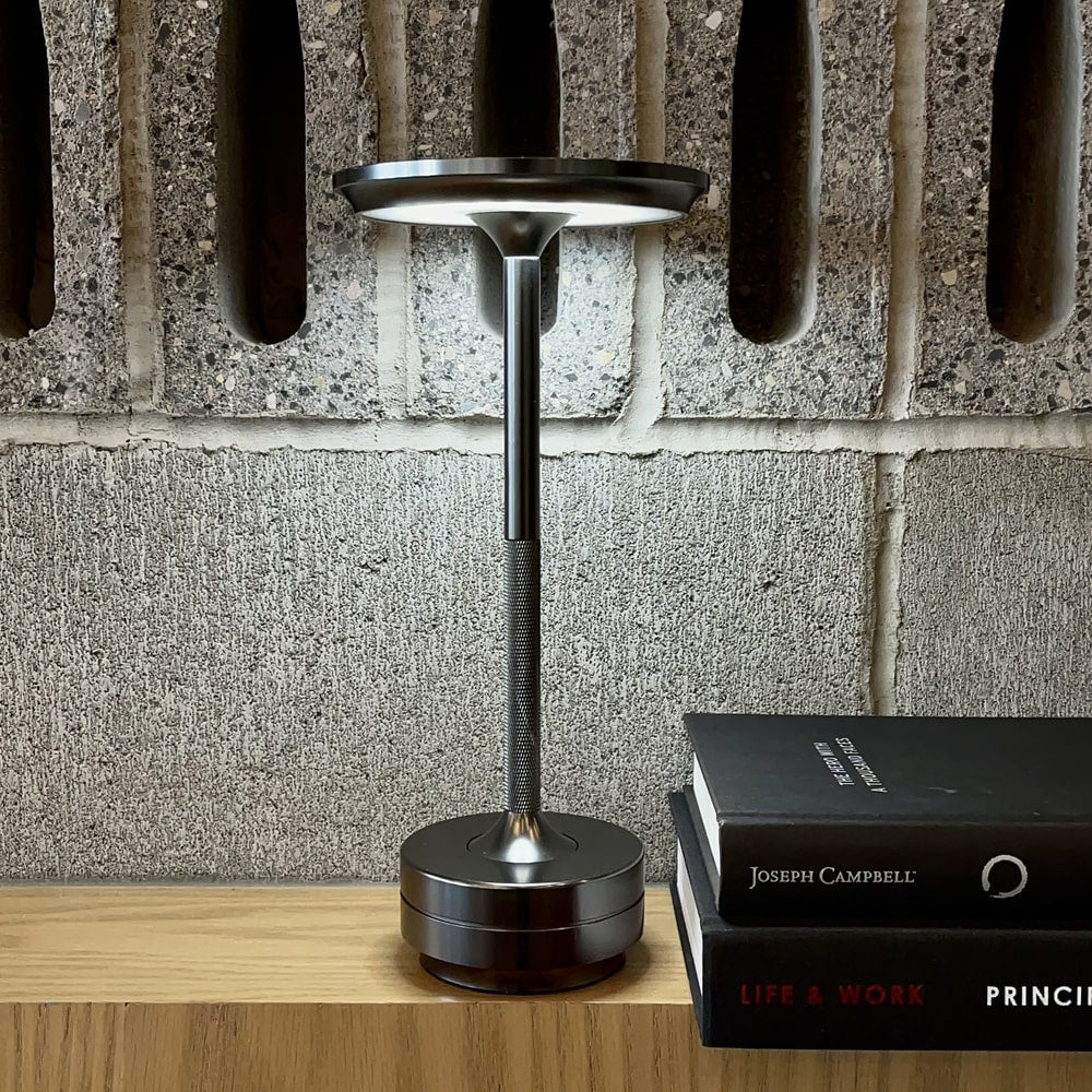 Sleek Metallic Cordless Table Lamp with Adjustable Glow