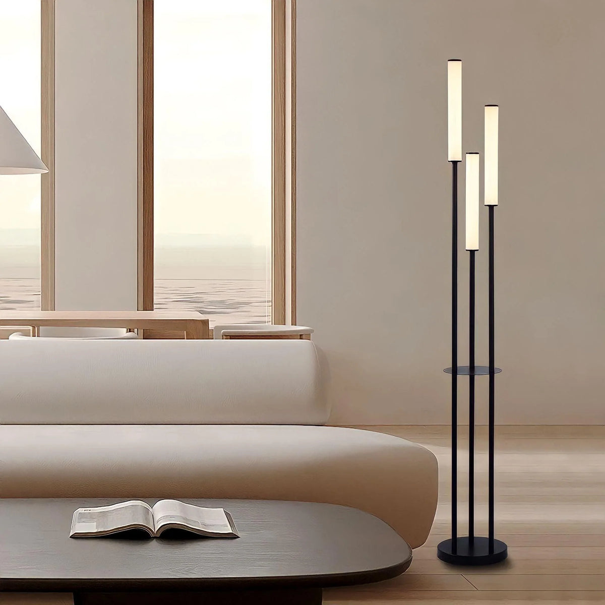 Sleek Modern 3-Light Floor Lamp with Dimming Feature