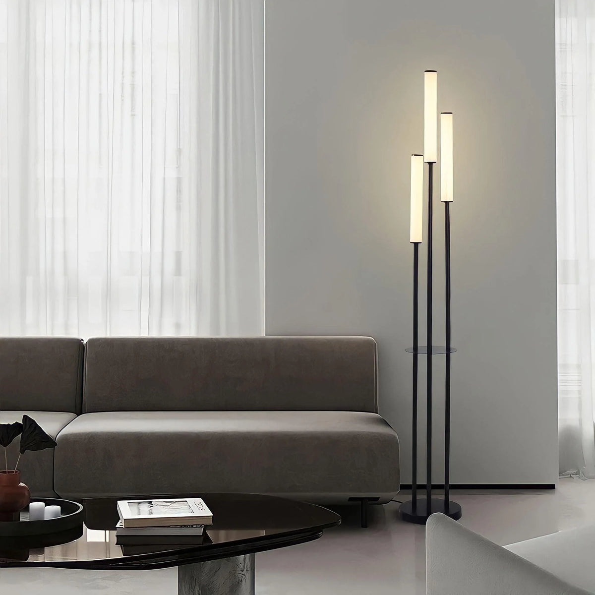 Sleek Modern 3-Light Floor Lamp with Dimming Feature