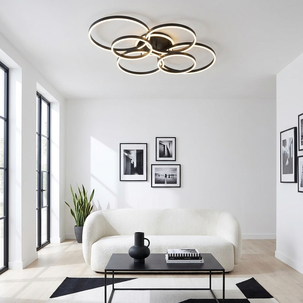Sleek Modern Black Flush Mount Ceiling Light Fixture