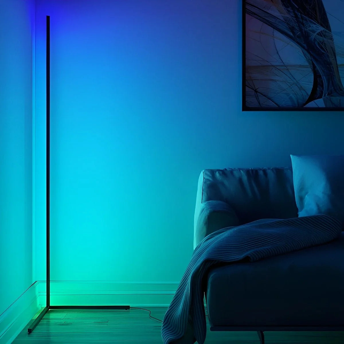 Slim Black Modern Floor Corner Lamp