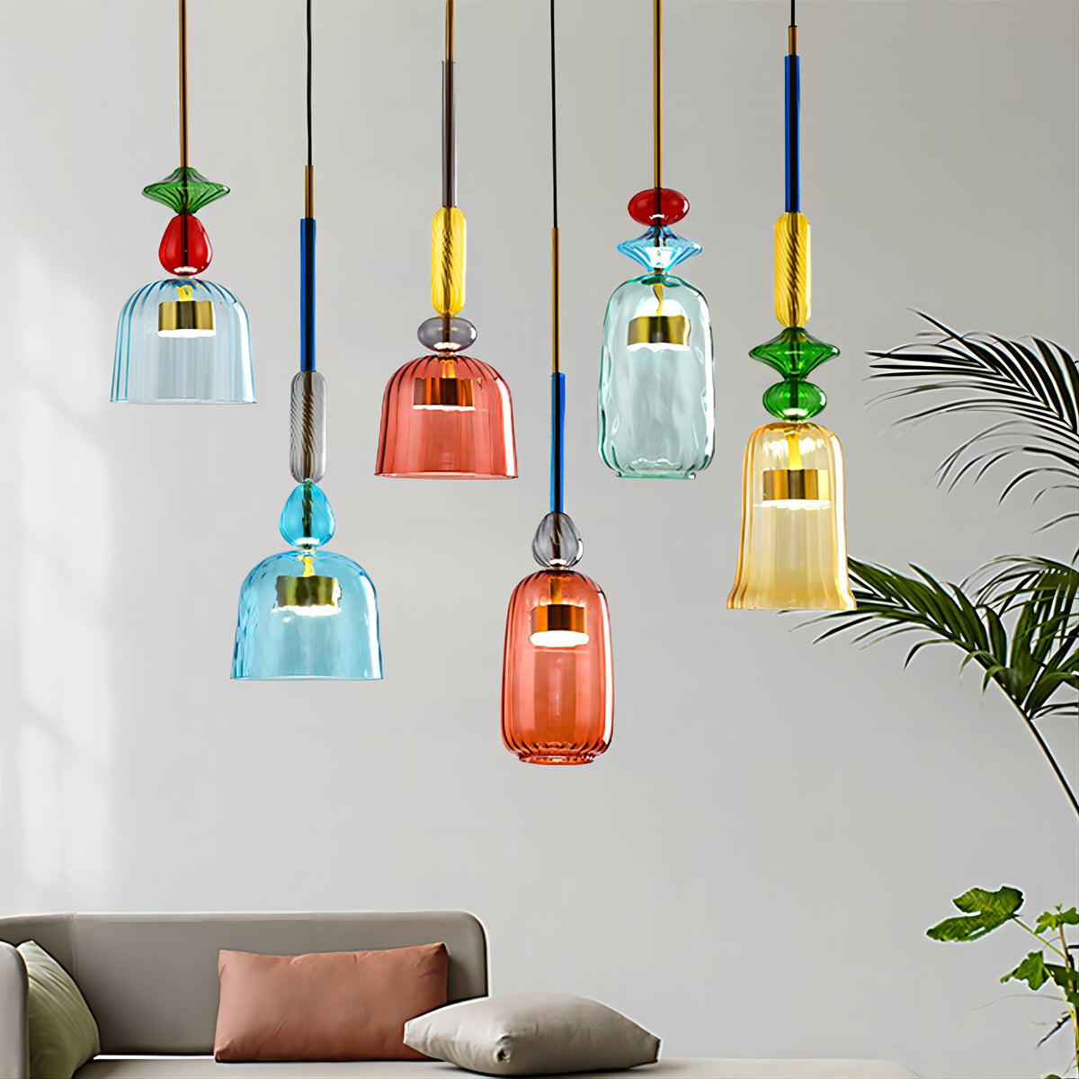 Stacked Coloured Glass Pendant Light
