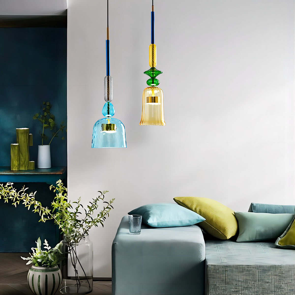 Stacked Coloured Glass Pendant Light