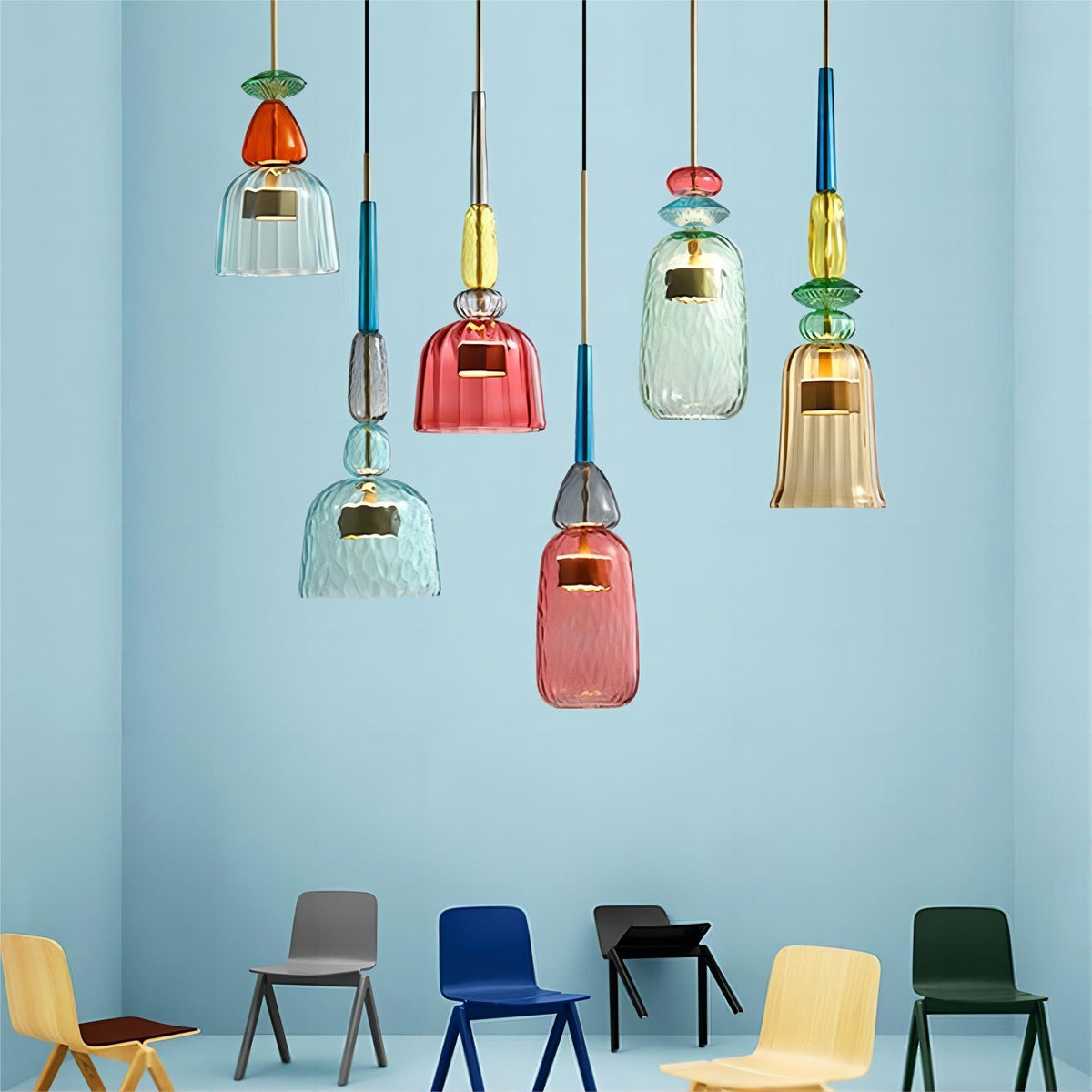 Stacked Coloured Glass Pendant Light