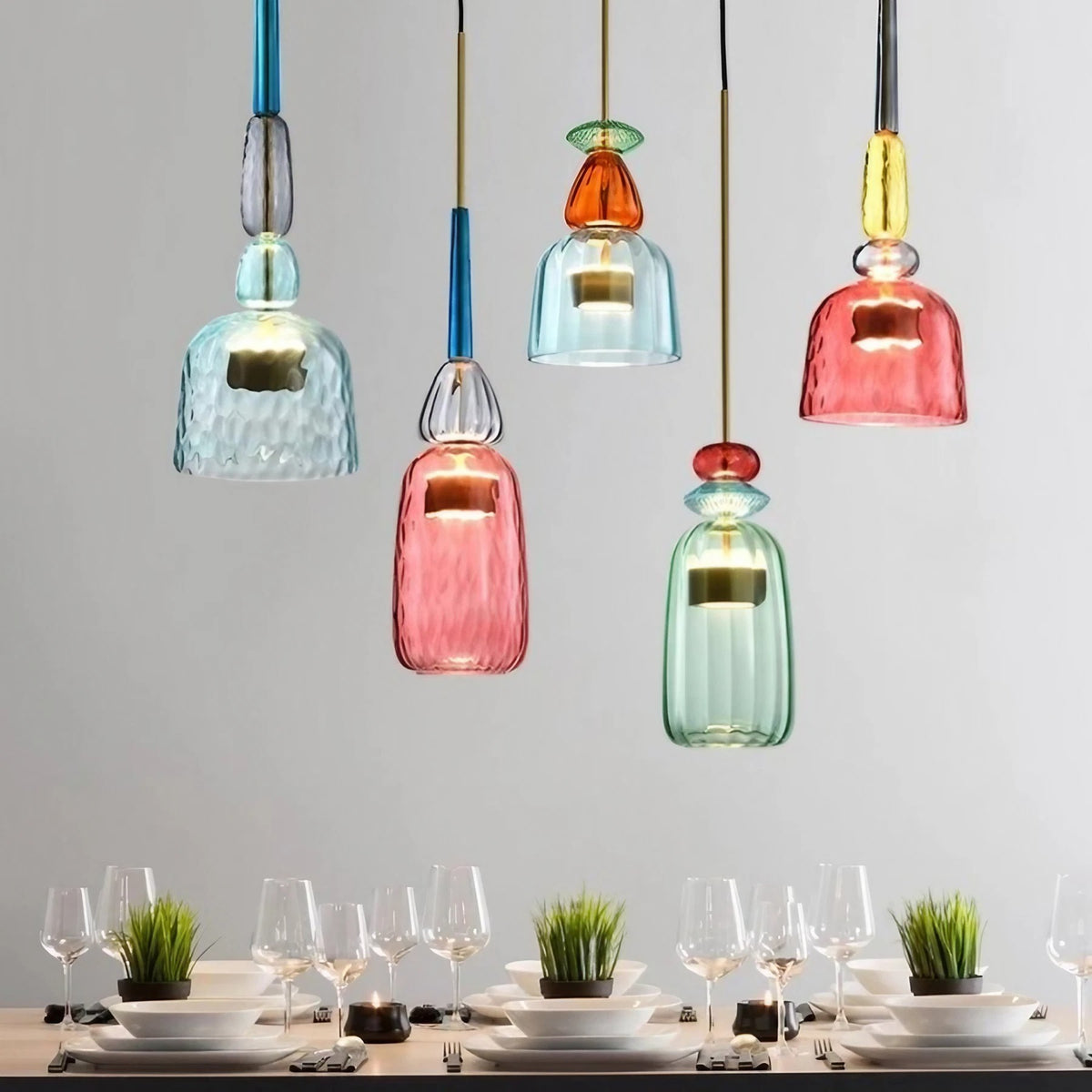 Stacked Coloured Glass Pendant Light
