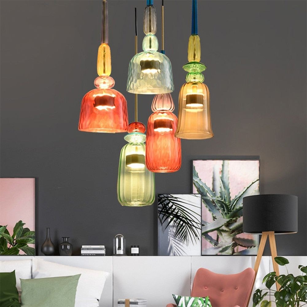 Stacked Coloured Glass Pendant Light
