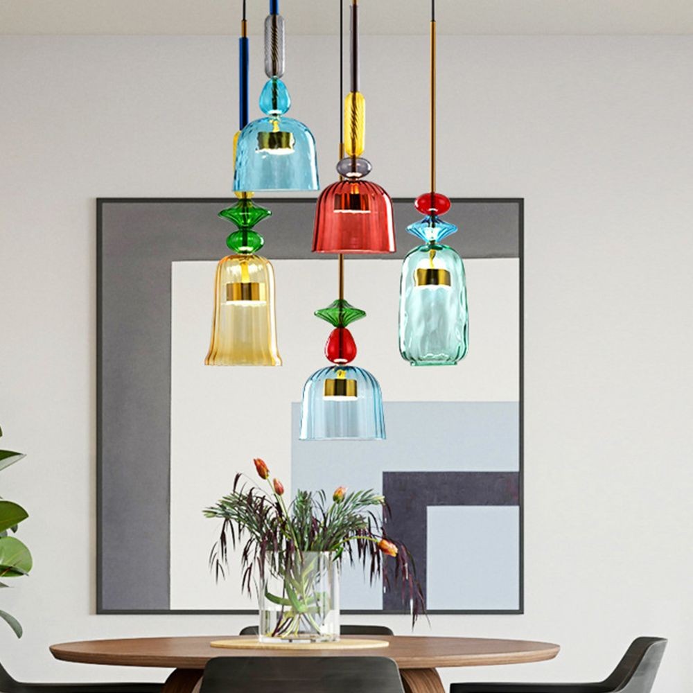 Stacked Coloured Glass Pendant Light