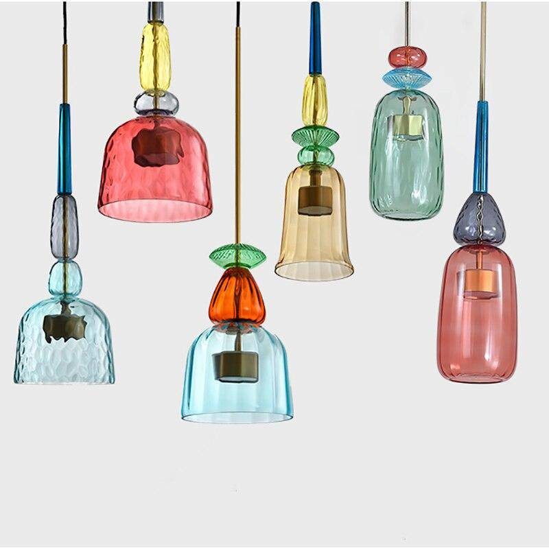 Stacked Coloured Glass Pendant Light