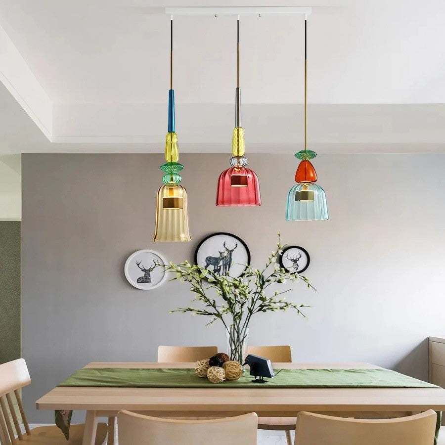 Stacked Coloured Glass Pendant Light
