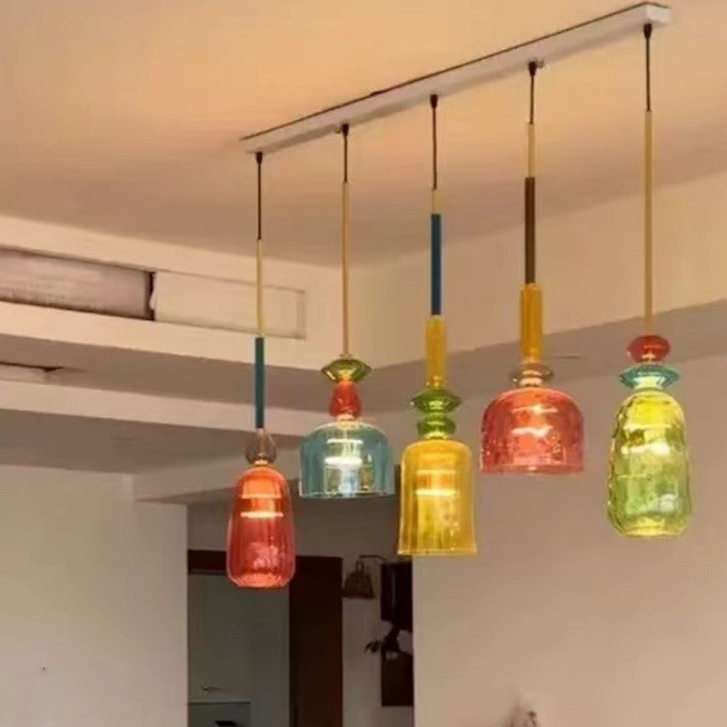 Stacked Coloured Glass Pendant Light