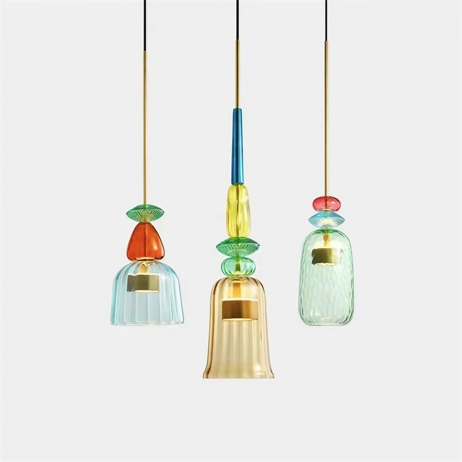 Stacked Coloured Glass Pendant Light