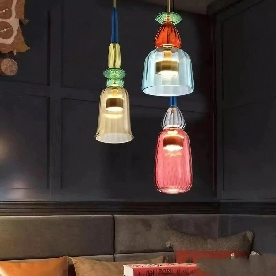 Stacked Coloured Glass Pendant Light